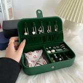 Portable Jewelry Box – Travel Organizer Case with Button Leather Storage for Jewelry - Himpall